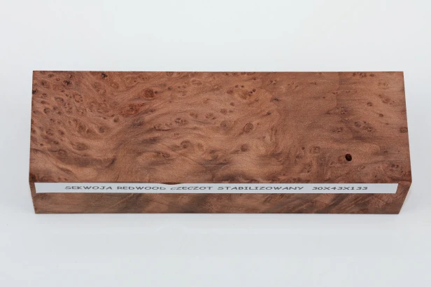 Sekwoja czeczot Sequoia Redwood Burl stabilizowane drewno na rękojeść noża stabilized wood for knife