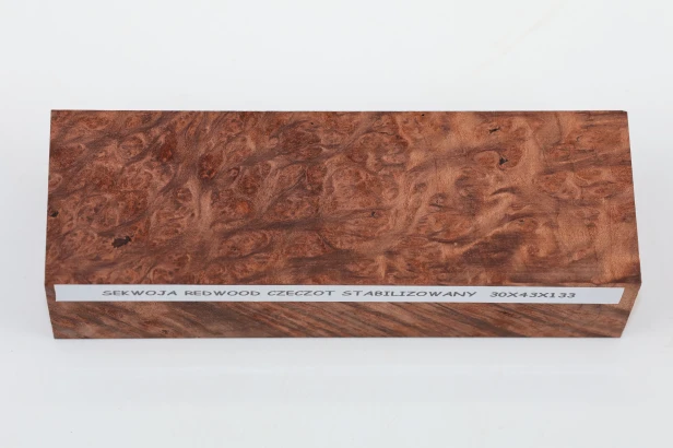 Sekwoja czeczot Sequoia Redwood Burl stabilizowane drewno na rękojeść noża stabilized wood for knife
