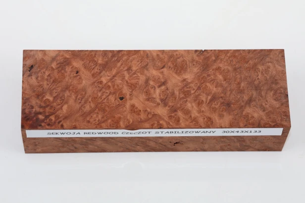 Sekwoja czeczot Sequoia Redwood Burl stabilizowane drewno na rękojeść noża stabilized wood for knife