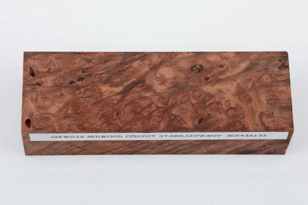 Sekwoja czeczot Sequoia Redwood Burl stabilizowane drewno na rękojeść noża stabilized wood for knife