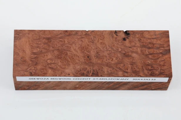 Sekwoja czeczot Sequoia Redwood Burl stabilizowane drewno na rękojeść noża stabilized wood for knife