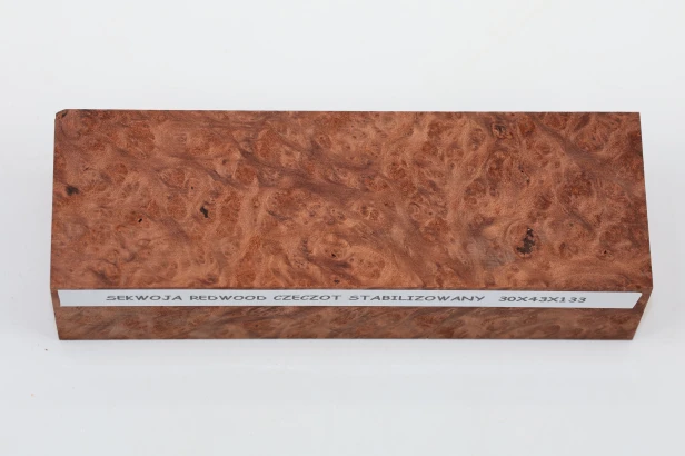 Sekwoja czeczot Sequoia Redwood Burl stabilizowane drewno na rękojeść noża stabilized wood for knife