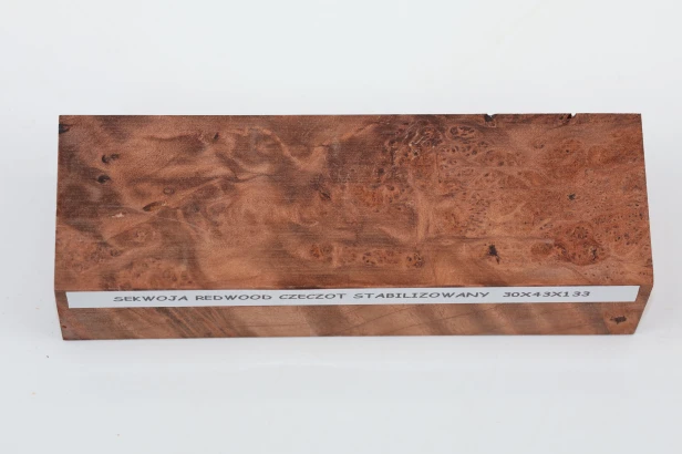 Sekwoja czeczot Sequoia Redwood Burl stabilizowane drewno na rękojeść noża stabilized wood for knife
