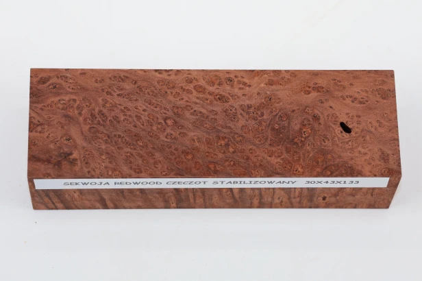 Sekwoja czeczot Sequoia Redwood Burl stabilizowane drewno na rękojeść noża stabilized wood for knife