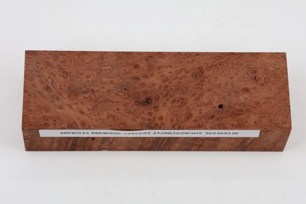 Sekwoja czeczot Sequoia Redwood Burl stabilizowane drewno na rękojeść noża stabilized wood for knife