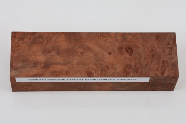 Sekwoja czeczot Sequoia Redwood Burl stabilizowane drewno na rękojeść noża stabilized wood for knife