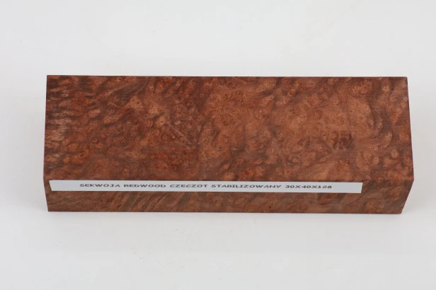 Sekwoja czeczot Sequoia Redwood Burl stabilizowane drewno na rękojeść noża stabilized wood for knife
