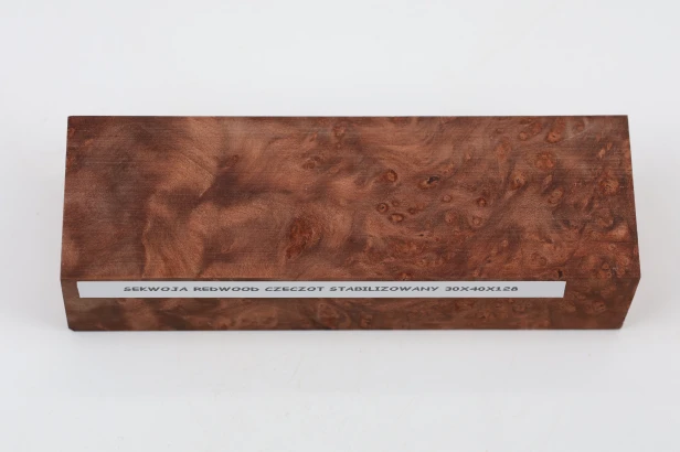 Sekwoja czeczot Sequoia Redwood Burl stabilizowane drewno na rękojeść noża stabilized wood for knife