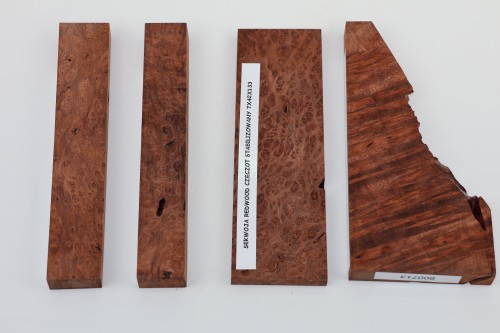 Sekwoja czeczot Sequoia Redwood Burl stabilizowane drewno na biżuterię stabilized wood for jewelry
