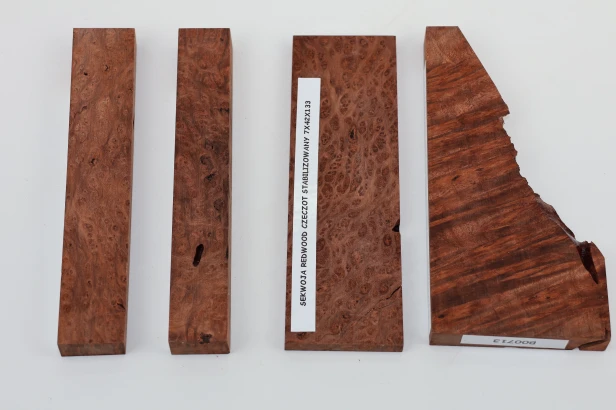Sekwoja czeczot Sequoia Redwood Burl stabilizowane drewno na biżuterię stabilized wood for jewelry