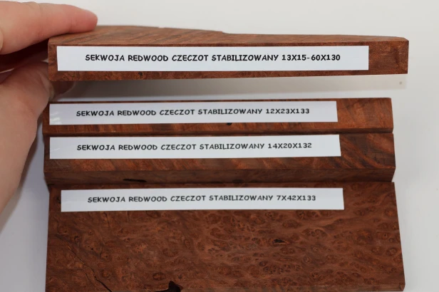 Sekwoja czeczot Sequoia Redwood Burl stabilizowane drewno na biżuterię stabilized wood for jewelry