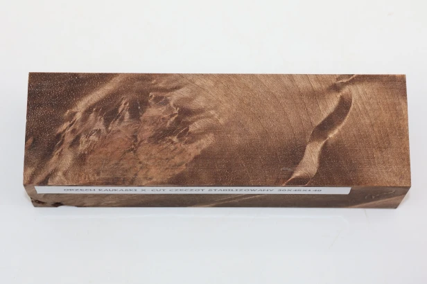 Orzech Kaukaski X-CUT Czeczot Burl Caucasian Walnut stabilizowane drewno na rękojeść noża stabilized wood for knifes