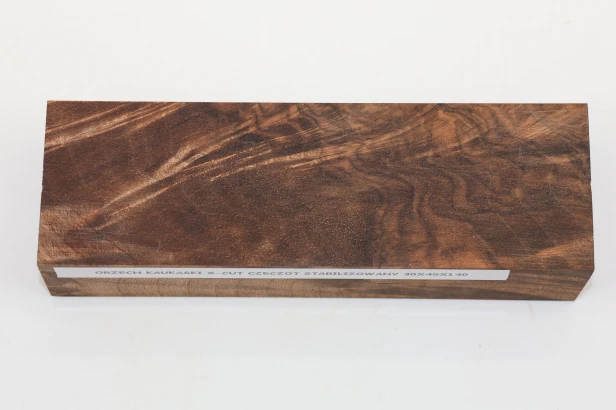 Orzech Kaukaski X-CUT Czeczot Burl Caucasian Walnut stabilizowane drewno na rękojeść noża stabilized wood for knifes
