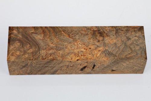 Jesion czeczot Burl Ash antracytowo-karmelowe stabilizowane drewno na rękojeść noża anthracite-caramel stabilized wood for knife