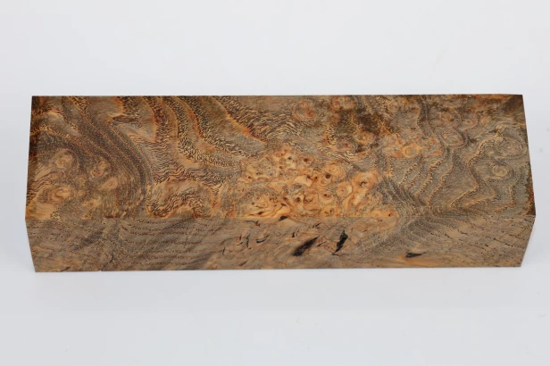 Jesion czeczot Burl Ash antracytowo-karmelowe stabilizowane drewno na rękojeść noża anthracite-caramel stabilized wood for knife