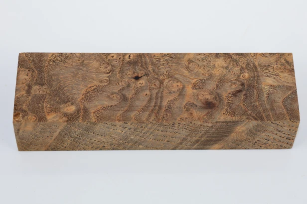 Jesion czeczot Burl Ash antracytowo-karmelowe stabilizowane drewno na rękojeść noża anthracite-caramel stabilized wood for knife