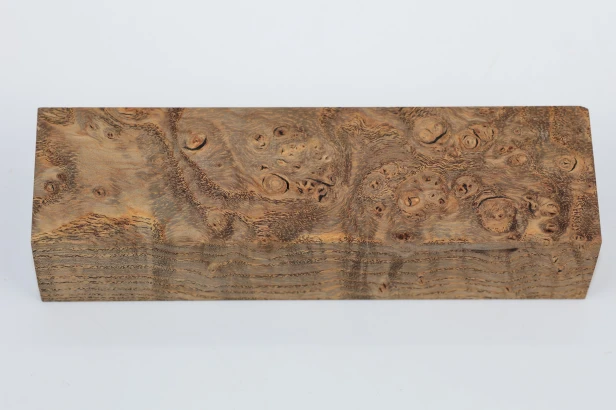 Jesion czeczot Burl Ash antracytowo-karmelowe stabilizowane drewno na rękojeść noża anthracite-caramel stabilized wood for knife