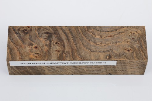 Jesion czeczot Burl Ash antracytowo-karmelowe stabilizowane drewno na rękojeść noża anthracite-caramel stabilized wood for knife