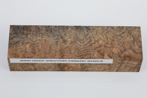 Jesion czeczot Burl Ash antracytowo-karmelowe stabilizowane drewno na rękojeść noża anthracite-caramel stabilized wood for knife