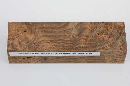 Jesion czeczot Burl Ash antracytowo-karmelowe stabilizowane drewno na rękojeść noża anthracite-caramel stabilized wood for knife