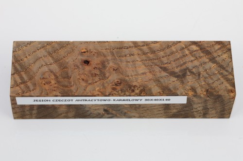 Jesion czeczot Burl Ash antracytowo-karmelowe stabilizowane drewno na rękojeść noża anthracite-caramel stabilized wood for knife