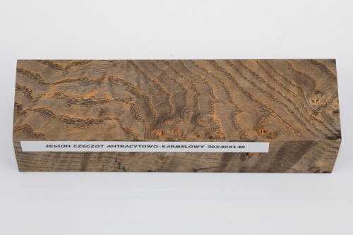 Jesion czeczot Burl Ash antracytowo-karmelowe stabilizowane drewno na rękojeść noża anthracite-caramel stabilized wood for knife