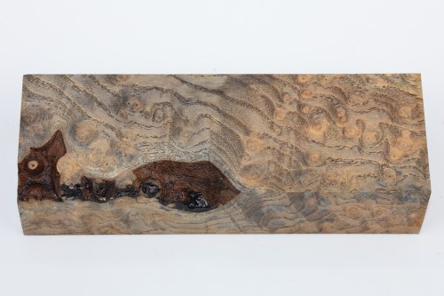 Jesion czeczot Burl Ash antracytowo-karmelowe stabilizowane drewno na rękojeść noża anthracite-caramel stabilized wood for knife