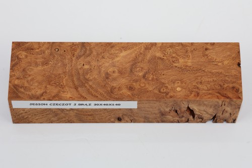 Jesion czeczot Burl Ash jasnobrązowe stabilizowane drewno na rękojeść noża light brown stabilized wood for knife