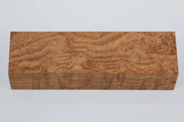 Jesion czeczot Burl Ash jasnobrązowe stabilizowane drewno na rękojeść noża light brown stabilized wood for knife