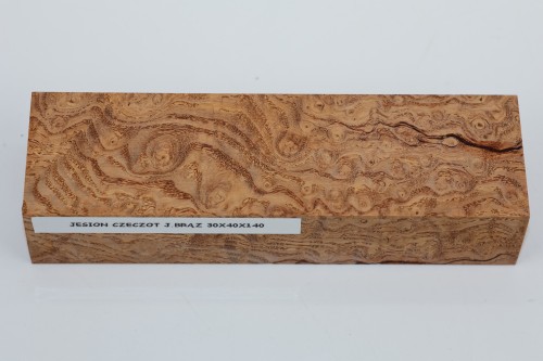Jesion czeczot Burl Ash jasnobrązowe stabilizowane drewno na rękojeść noża light brown stabilized wood for knife