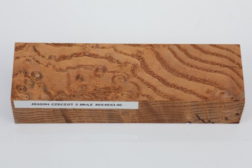 Jesion czeczot Burl Ash jasnobrązowe stabilizowane drewno na rękojeść noża light brown stabilized wood for knife