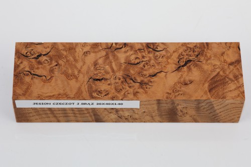 Jesion czeczot Burl Ash jasnobrązowe stabilizowane drewno na rękojeść noża light brown stabilized wood for knife