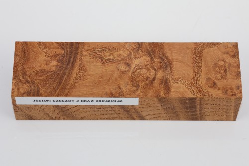 Jesion czeczot Burl Ash jasnobrązowe stabilizowane drewno na rękojeść noża light brown stabilized wood for knife
