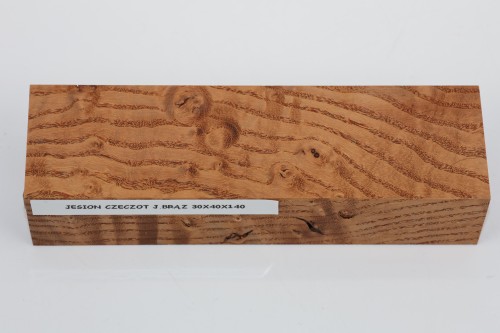 Jesion czeczot Burl Ash jasnobrązowe stabilizowane drewno na rękojeść noża light brown stabilized wood for knife