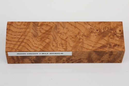 Jesion czeczot Burl Ash jasnobrązowe stabilizowane drewno na rękojeść noża light brown stabilized wood for knife