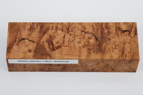 Jesion czeczot Burl Ash jasnobrązowe stabilizowane drewno na rękojeść noża light brown stabilized wood for knife