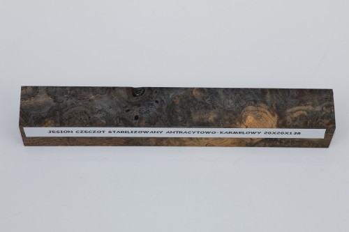 Jesion czeczot Burl Ash antracytowo-karmelowe stabilizowane drewno do toczenia na długopis anthracite-caramel stabilized wood for pen blank