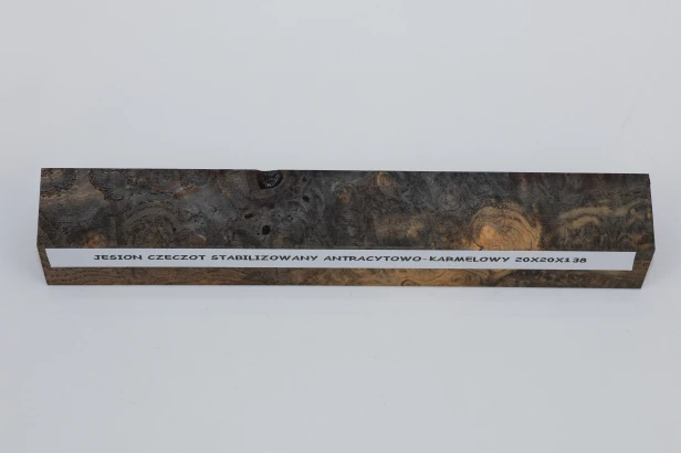 Jesion czeczot Burl Ash antracytowo-karmelowe stabilizowane drewno do toczenia na długopis anthracite-caramel stabilized wood for pen blank