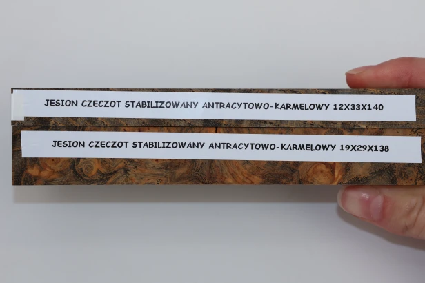 Jesion czeczot Burl Ash antracytowo-karmelowe stabilizowane drewno do toczenia na długopis anthracite-caramel stabilized wood for pen blank