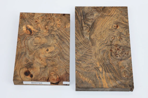 Jesion czeczot Burl Ash antracytowo-karmelowe stabilizowane drewno na biżuterię anthracite-caramel stabilized wood for jewelry