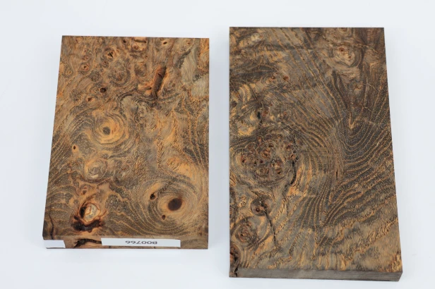 Jesion czeczot Burl Ash antracytowo-karmelowe stabilizowane drewno na biżuterię anthracite-caramel stabilized wood for jewelry
