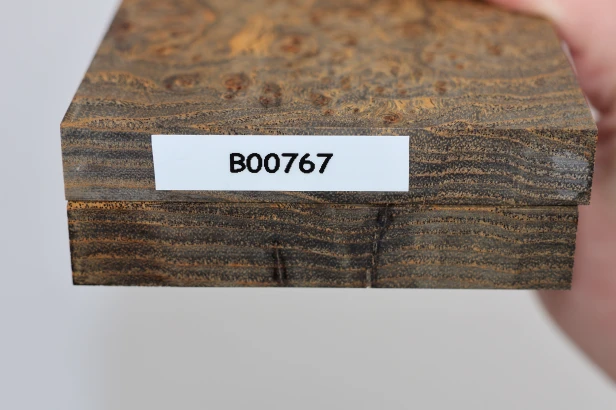 Jesion czeczot Burl Ash antracytowo-karmelowe stabilizowane drewno na biżuterię anthracite-caramel stabilized wood for jewelry