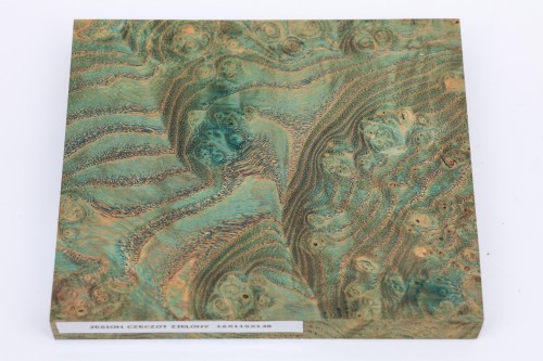 Jesion czeczot Burl Ash zielone stabilizowane drewno na biżuterię green stabilized wood for jewelry