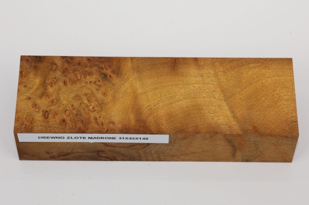 Drewno Złote Golden Madrone falowane słoje na rękojeść noża