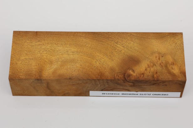 Drewno Złote Golden Madrone falowane słoje na rękojeść noża