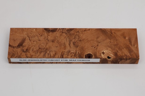 Klon jesionolistny czeczot brązowe stabilizowane drewno na biżuterię