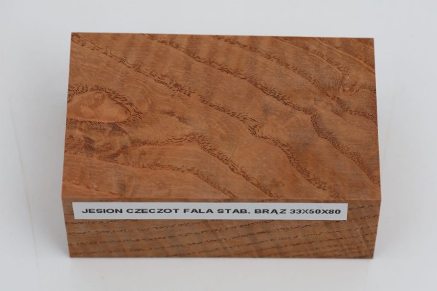 Jesion czeczot fala brązowe stabilizowane drewno na biżuterię